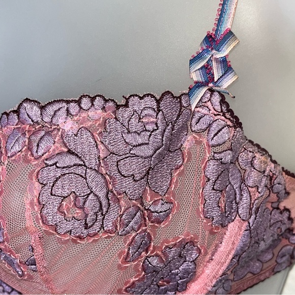 Y2K Victoria’s Secret Angels Sequin Floral Mesh Fairy Bra Pink Purple 34C - Picture 6 of 16